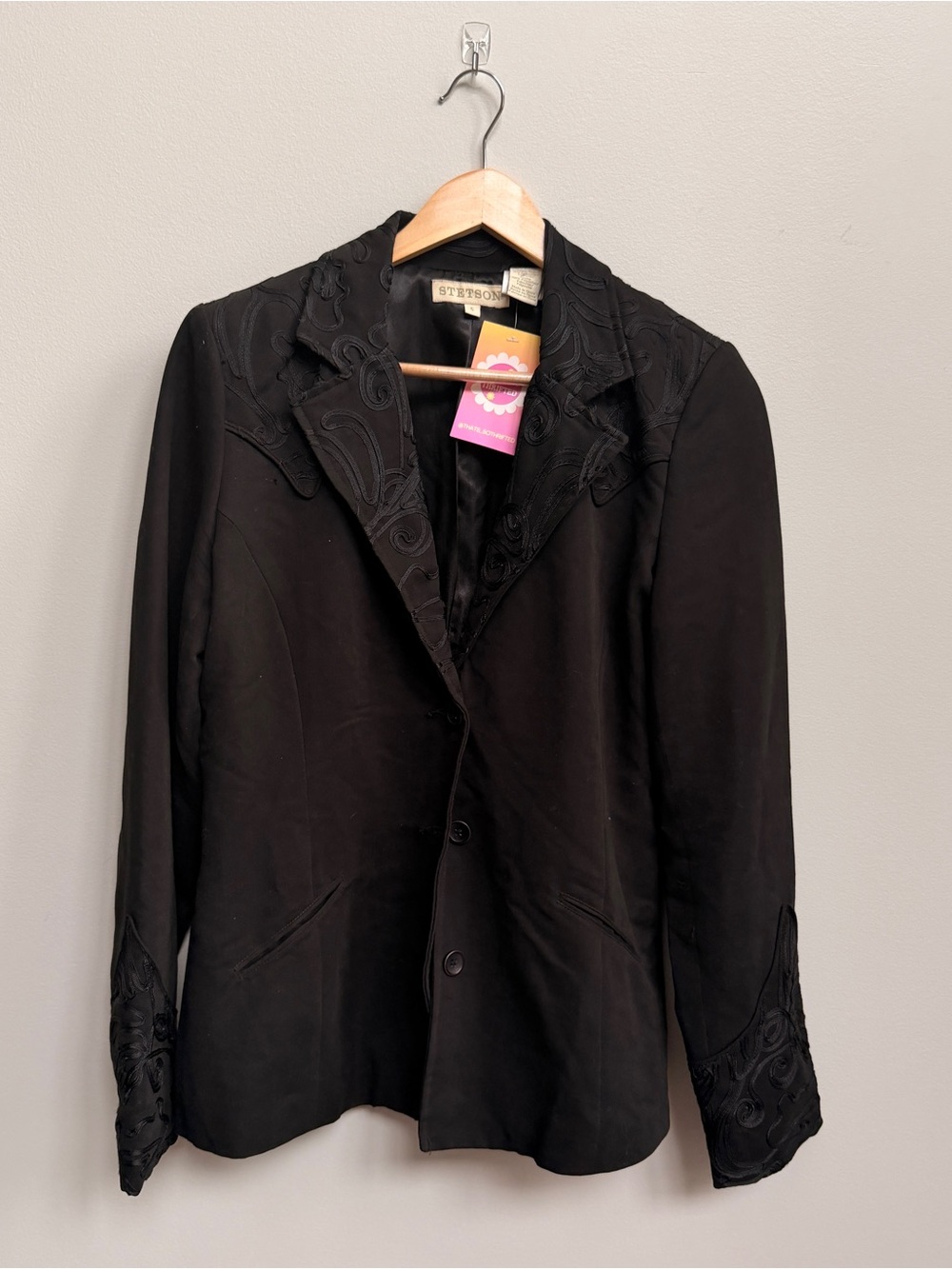 Stetson Black Embroidered Women's Blazer Jacket women’s small